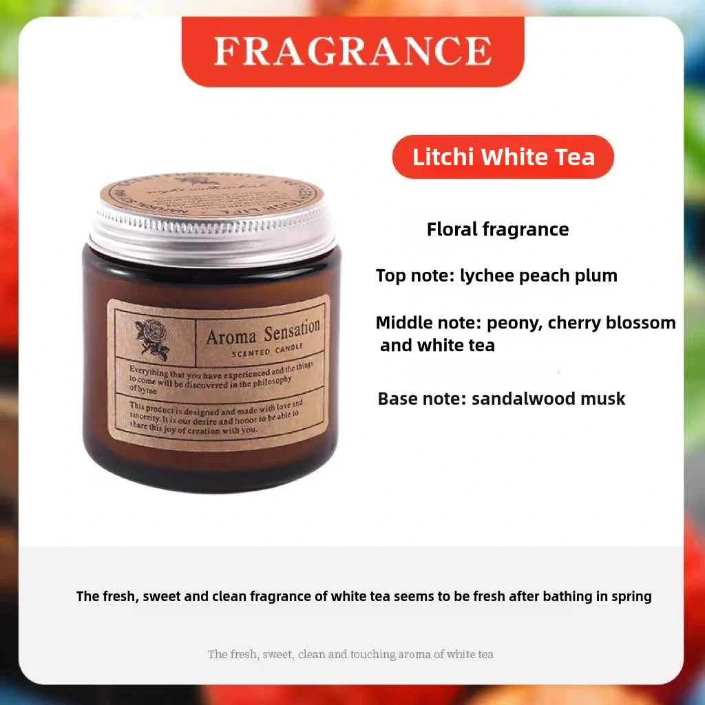 bougies parfumées cire soja marron clair étiquette blanche aromathérapie décoration maison cadeau événementNELLE luxE