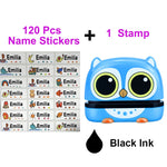 timbres personnalisables dessins animés animaux bleu noir rose blanc jaune gris daisyscrição