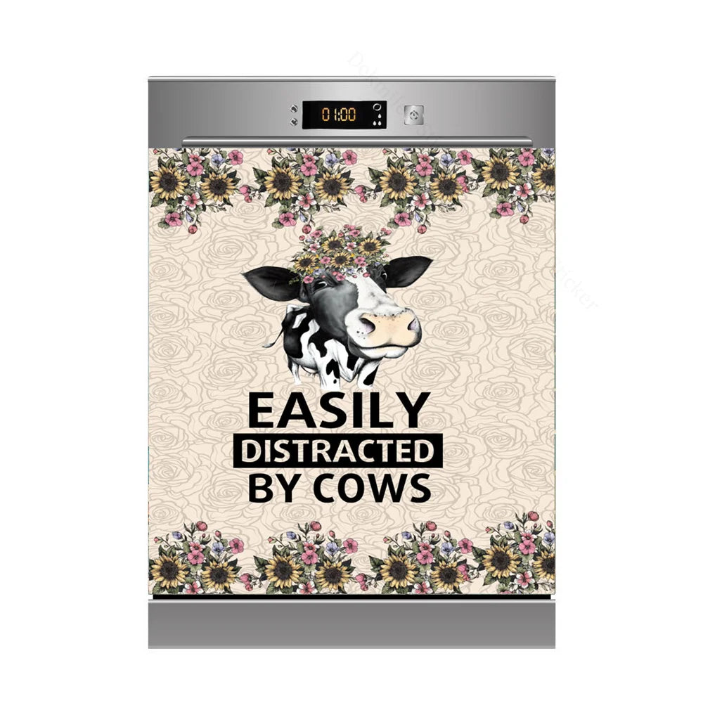 Détail du motif vache drôle sur autocollant PVC