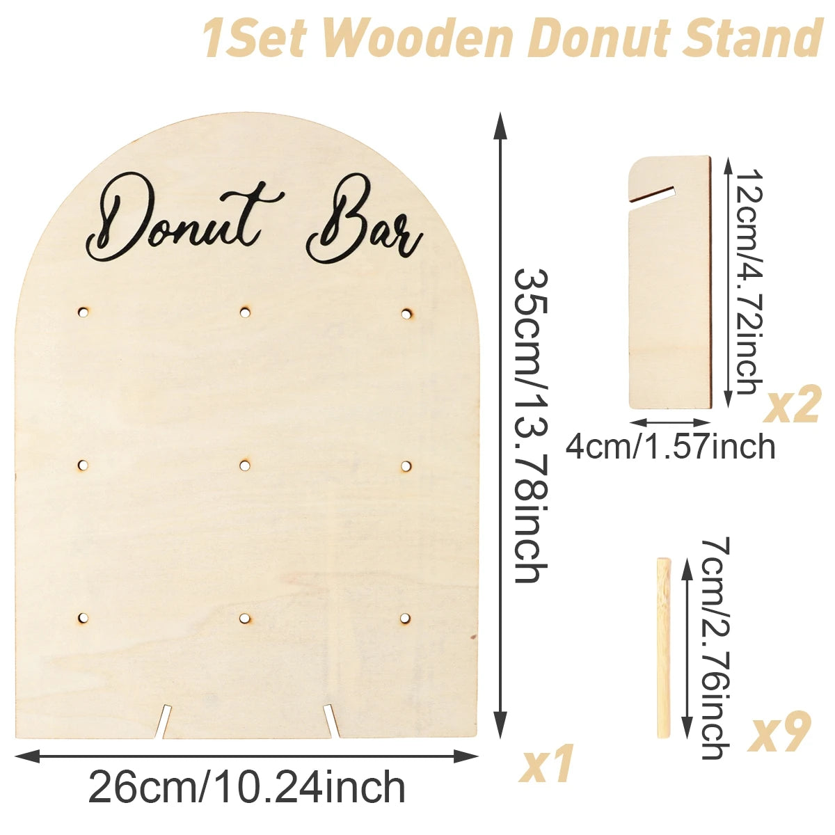 supports donuts bois clair fête donuts multicolores sprinkles glaçage textures variées donut bar piñata
