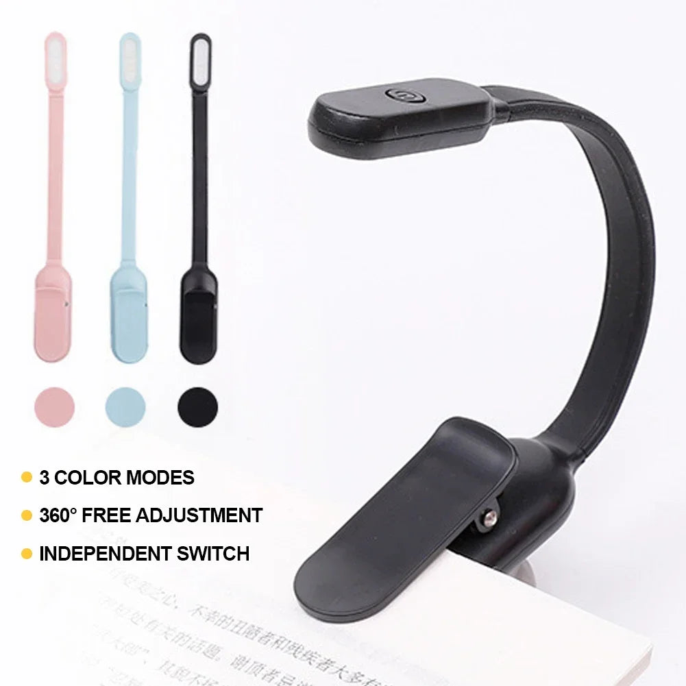 lampe lecture rechargeable clip light rose bleu noir ajustable USB moderne