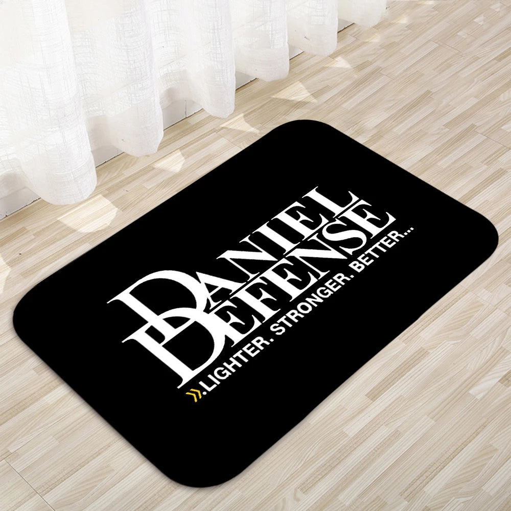 tapis moderne noir jaune rouge antidérapant lettres stylisées fleurs petites graphique intérieur porte couloir