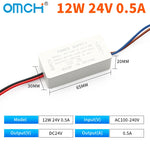 transformateur puissance blanc 5w 12w 24w ac100 240v dc5v 12v câbles couleur moderne compact