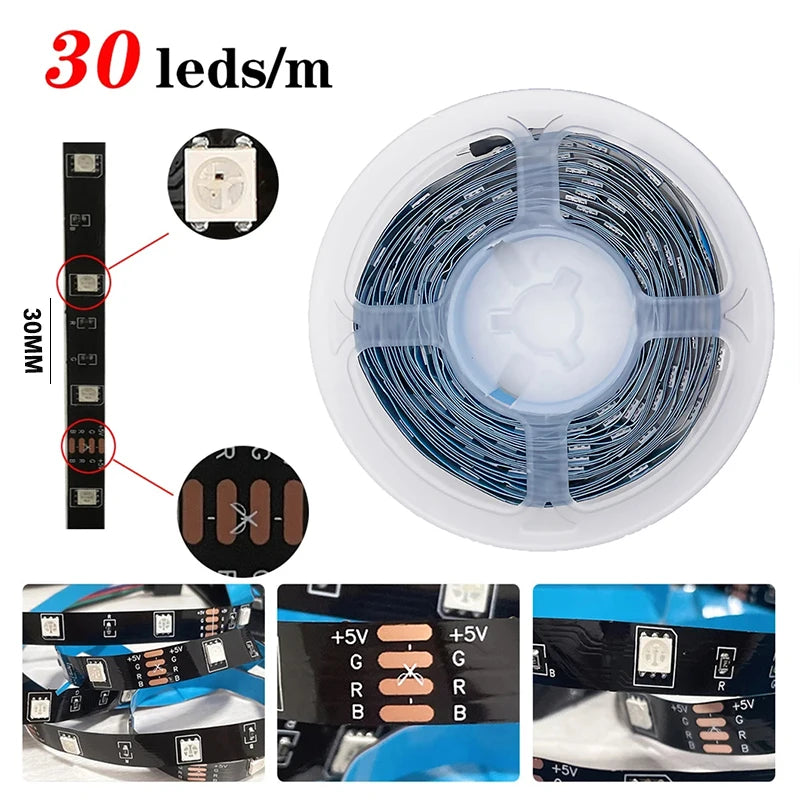 ruban led flexible noir 30 leds mètre télécommande adhésif moderne chambreRGBOptimal