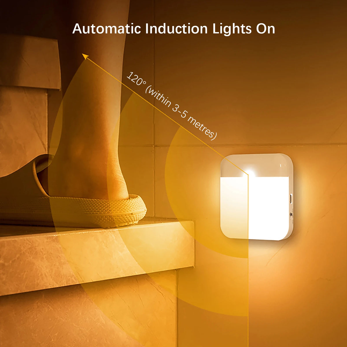 lampe nuit blanche moderne détecteur mouvement rechargeable modes lumière auto éteignante