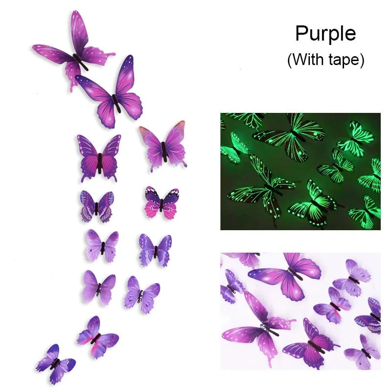 décoration murale papillons 3d adhésifs double face couleurs vives imprimé détaillé réaliste vert rose