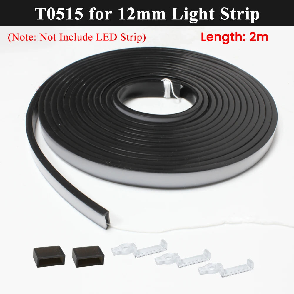 ruban led flexible noir mat moderne adhésif clips adhésifs noirs blancs silicone 5m 1m