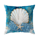 coussin moderne bleu blanc corail coquillage 45cmx45cm zip invisible décoration intérieur maison