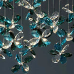 Suspension lumineuse moderne transparente fleurs papillon vert chambre salon restaurant
