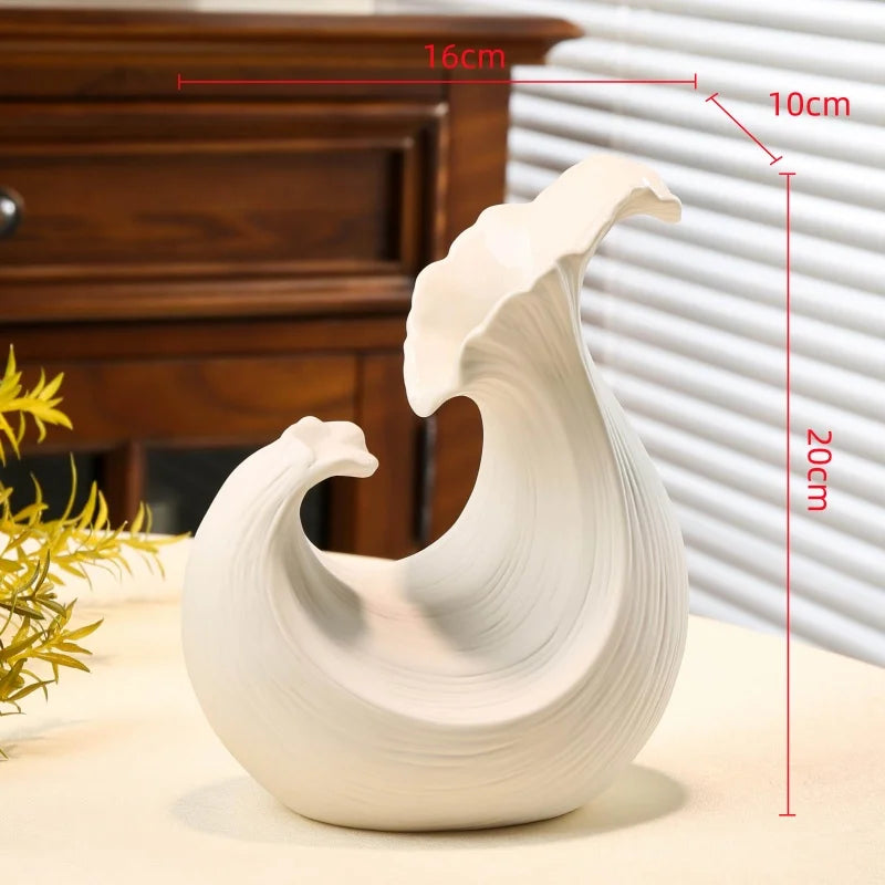 vase porcelaine blanc noir moderne sculptural abstrait plis irréguliers strié fleurs