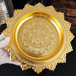 présentoir gâteaux or floral relief lotus traditionnel décoration table métal handcrafted chambre dining