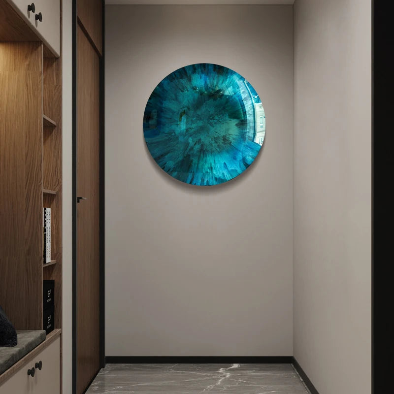 décoration murale moderne suspension métal bleu turquoise abstraite 40cm 50cm 60cm contemporaine radial semi