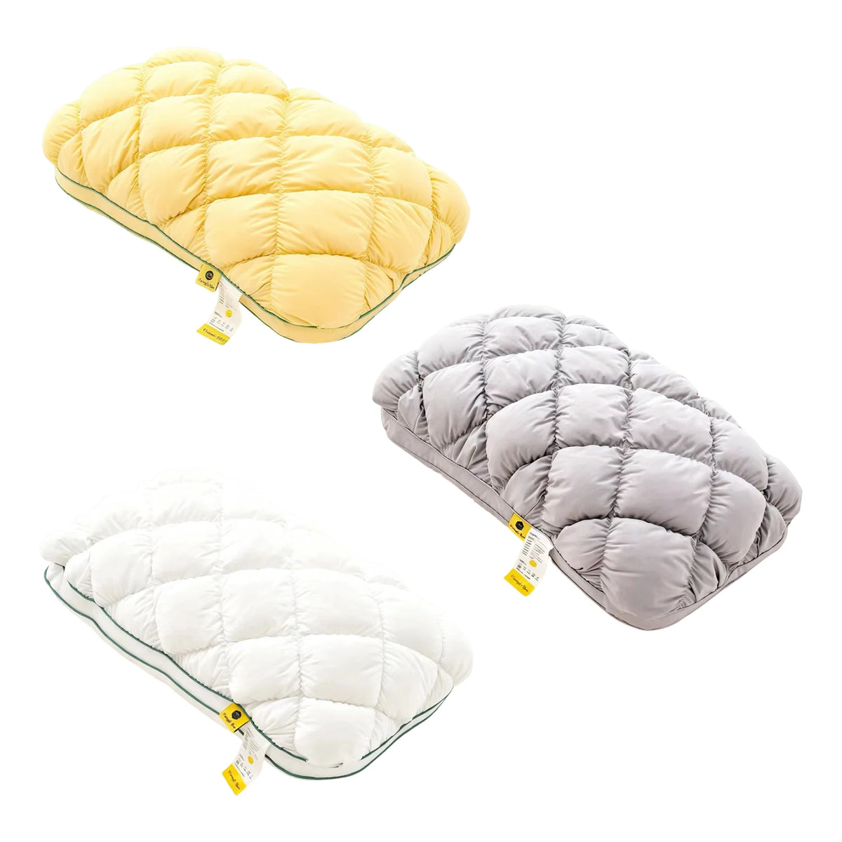 coussins jaune gris blanc coton quadrillé support cervical confortable moderne 48x74cmwashablefluffy