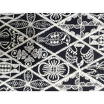 tissu brodé traditionnel géométrique floral résistant coton bleu foncé marron blanc totalément opaque artisanal