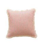 housse coussin rayures coton chanvre rustique beige rouge decoratif maison canape lit salon voiture