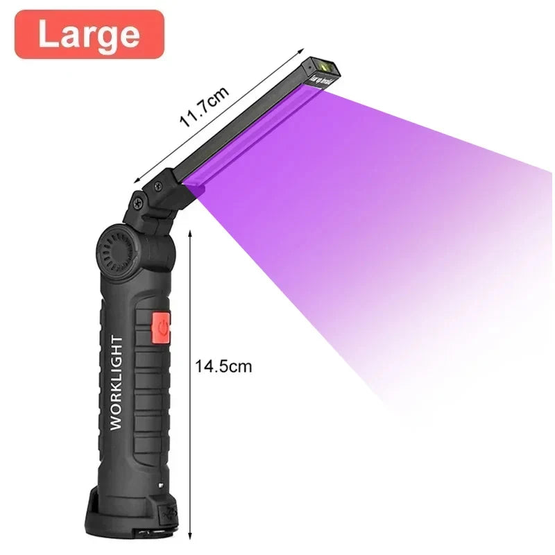 lampe travail multifonction rechargeable aimant puissant led texturée rainures beige noir 15w 800lm robuste