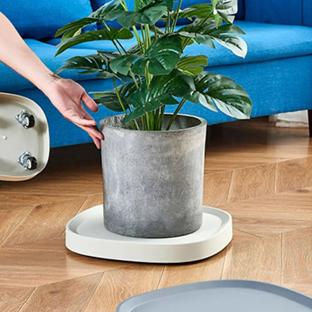 support plante moderne plateau antidérapant blanc gris robusteintérieur roue stable transporte plantes facilement