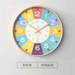 horloge murale moderne dessins animés couleurs vives chiffres romains sans tic tac enfants décoration