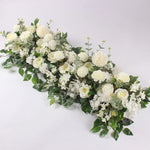 guirlande florale artificielle fleurs roses dahlias feuilles vertes décoration murale extérieure 100cm blanc rose