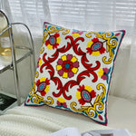 taies d'oreiller coton polyester ethnique floral brodées couleurs vives motifs géométriques coussins deco 45x45cm