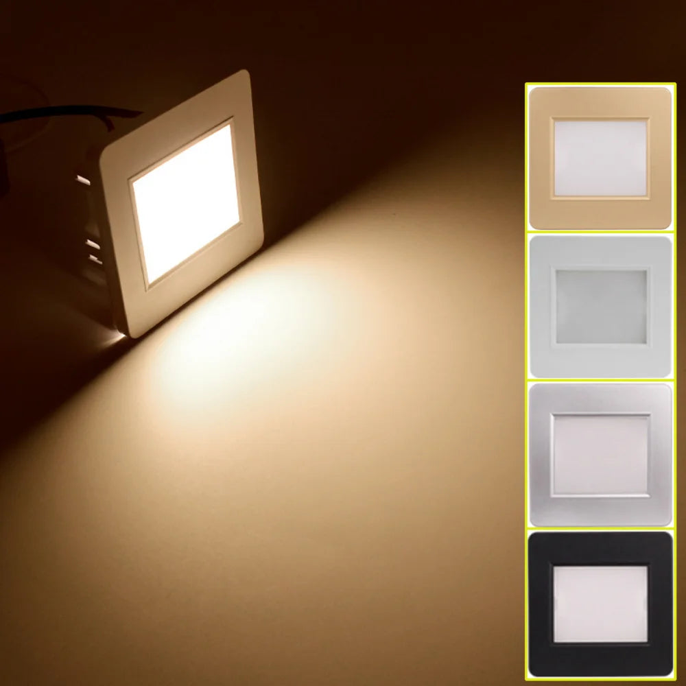 plaque lumière led moderne 86x86mm blanc noir argent doré gris minimaliste opacité cuisine couloir