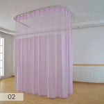 rideau séparation médical tissu plissé bleu vert rose jaune blanc opacité transparente tringle métal