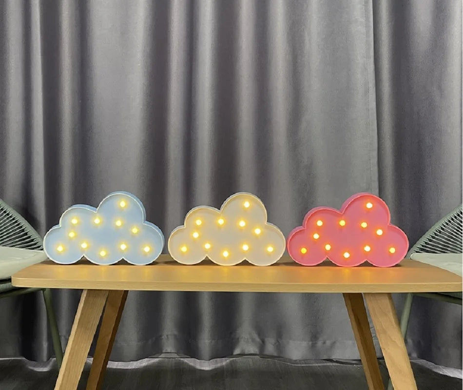 lampe led nuage étoile lune décoration chambre veilleuse rouge bleu blanc moderne