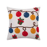 coussin brodé sapin noël rouge vert blanc décoratif festive adhésif étoiles renne père noël