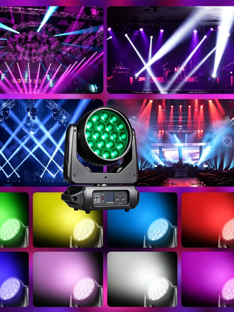 projecteur led moving head effet faisceau wash zoom dmx discothèque fête concert mariage