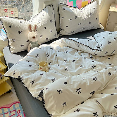 Housse de couette 160x200 en coton doux avec motif pastoral