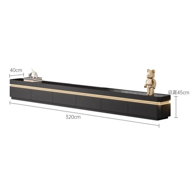 meuble tv moderne noir cadre bois support télé organisation salon 320cm