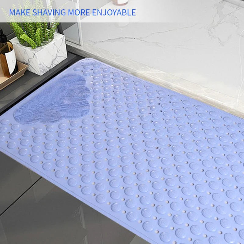 tapis bain antidérapant microfibre gris bleu clair nuage texturé moderne minimaliste douche salle bain