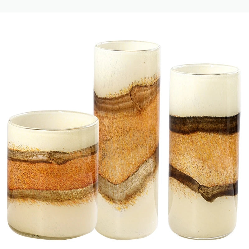 vase moderne translucide blanc crème orange marron décoration tablebranches baies texturées