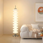 lampe sol moderne blanc rayures horizontales base circulaire contemporain éclairage d'intérieur led sans fil