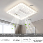 lampe led moderne télécommande ventilateur blanc grille leds chambre salon lumière blanche