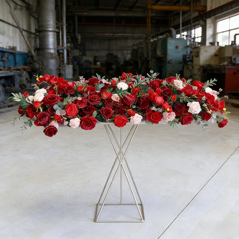 Fleurs artificielles luxe chemin de table mariage 2m