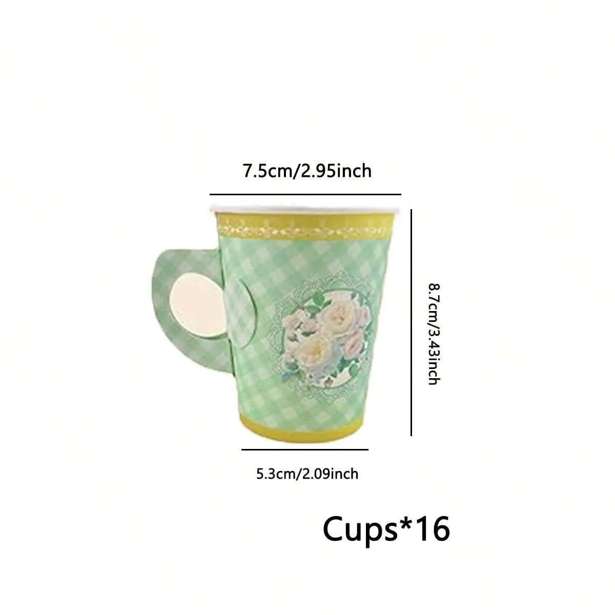 vaisselle jetable service thé ensemble 16 invités tasses assiettes serviettes fleurs roses vintage vert