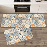tapis sol antidérapant moderne patchwork bleu blanc beige orange 40x60cm 50x80cm
