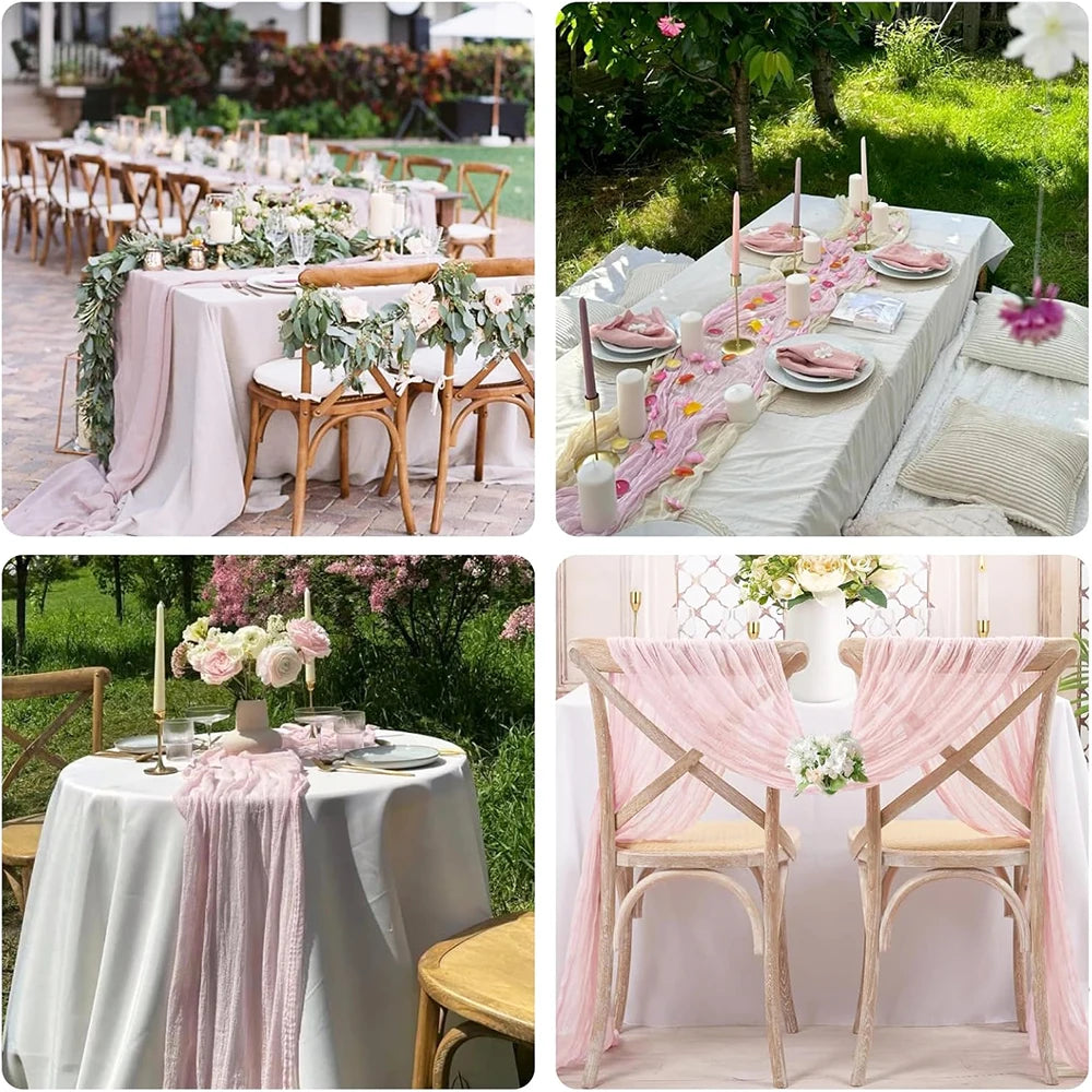 ruban table rose clair ondulé décoration table mariage festif maison