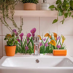 sticker mural floral adhésif décoration naturelle tulipes callas lavabo salle bain moderneversible amovible pvc