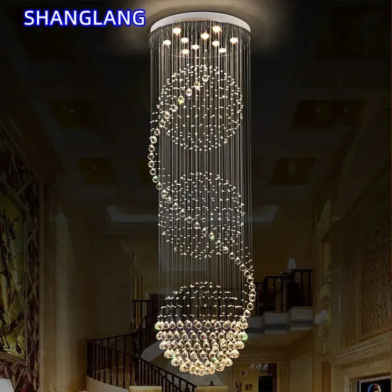 suspension lumineuse moderne cristal transparentes dorées intérieur salon chambrehôtel