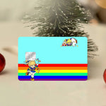 sticker carte crédit rainbow brite dessin animé adhésif réutilisable waterproof multicolore