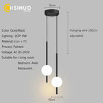 suspension lumineuse moderne or noir sphères blanches câble ajustable mural éclairage intérieur chambre salon