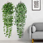 plantes artificielles suspendues feuilles ovales vigne moderne anneaux métalliques extérieur intérieur decoration