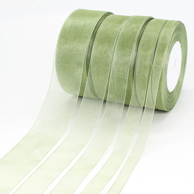 ruban polyester vert clair moderne élégant 15mm 20mm 25mm 38mm translucent emballage décoration mariage