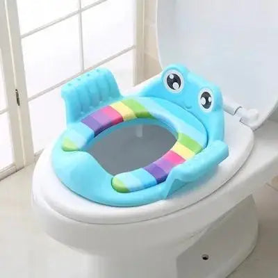 assise toilette enfant grenouille rose vert bleu rayures multicolores supports blancs ludique animalier