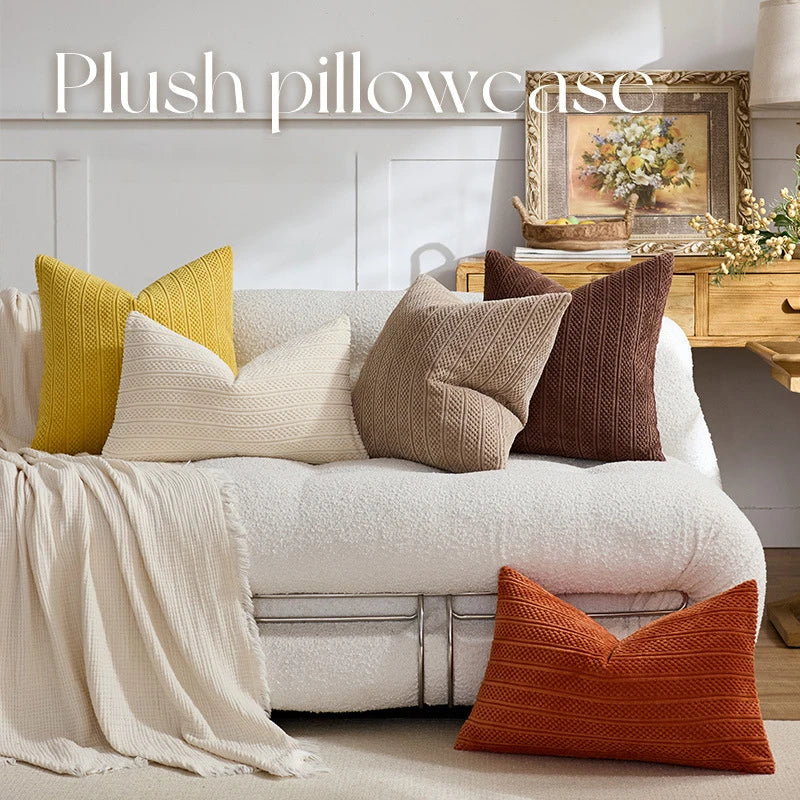 lot housses coussin coton épais motifs géométriques canapé salon moderne