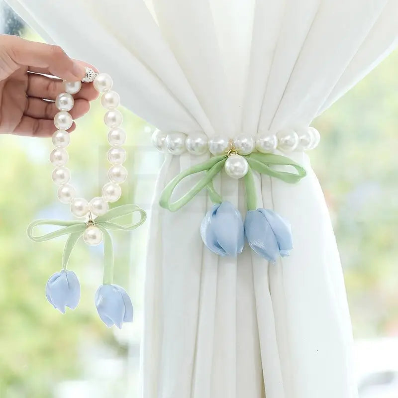 bracelet tulipe fleur ruban décoratif féminin blanc vert clair fleurs moderne