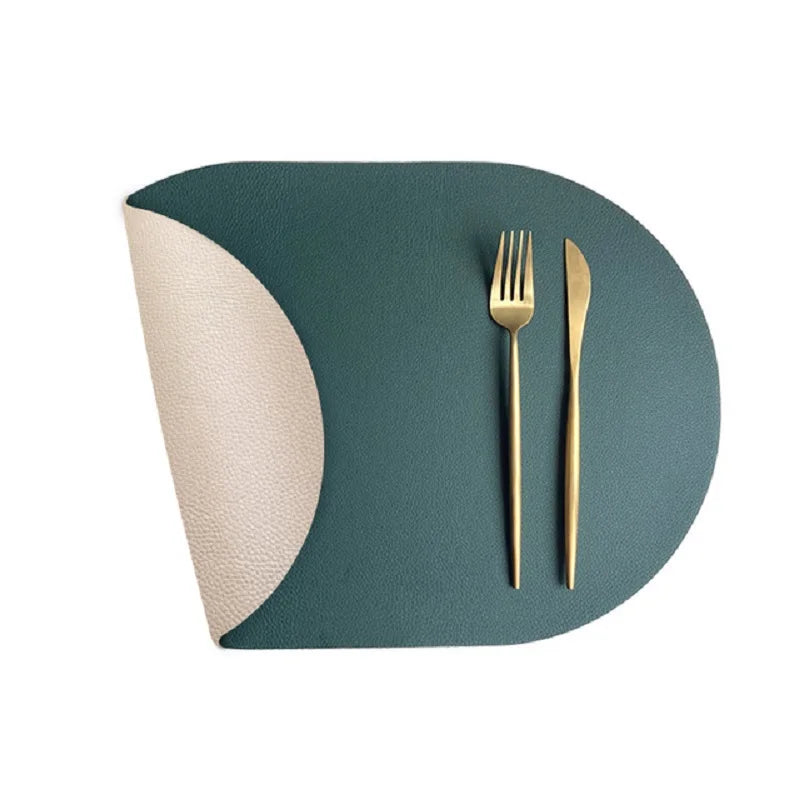 serviettes table vert foncé simili cuir moderne respectueuses l'environnement 44cm 30cm sans fixations fourchettes