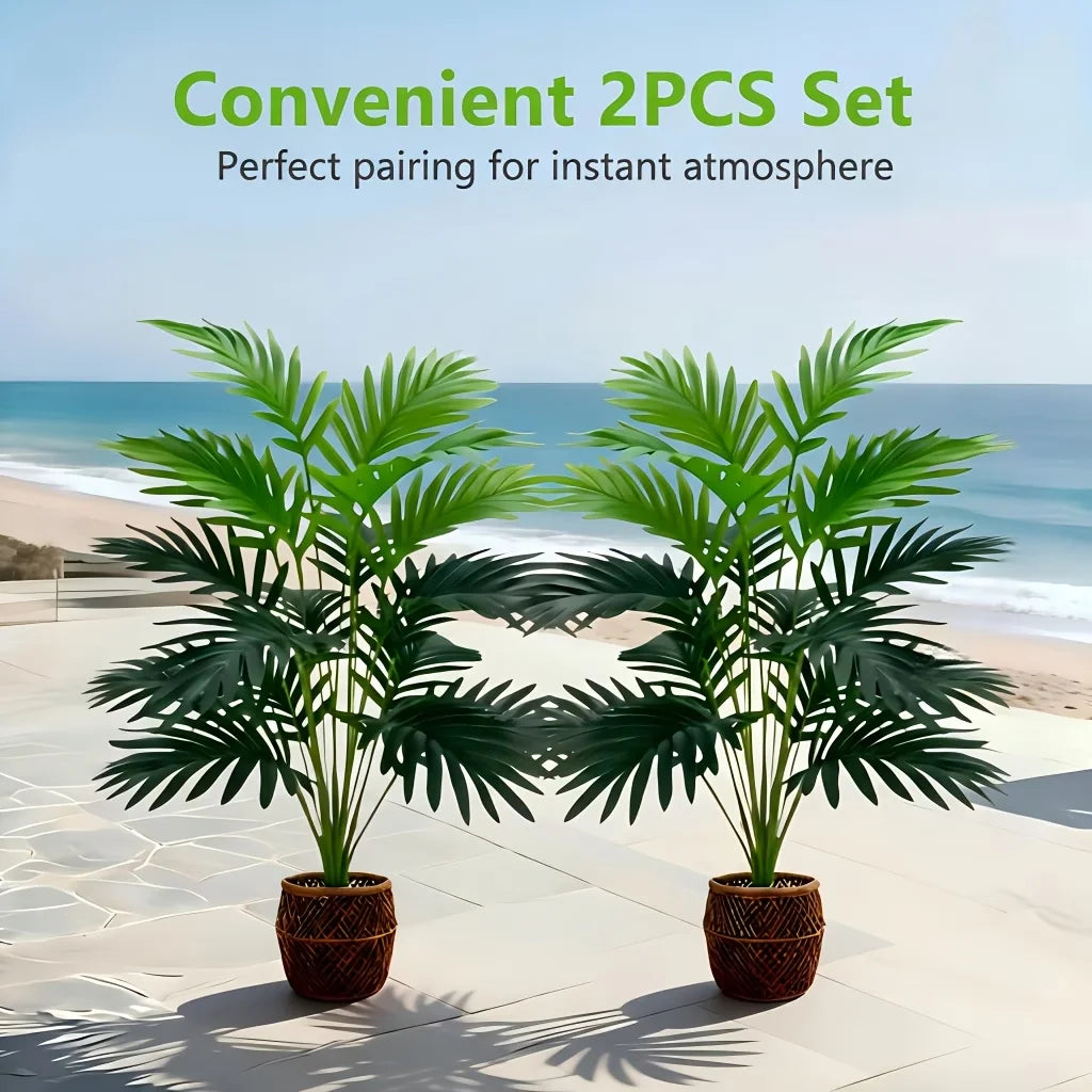 plantes artificielles palmiers feuilles vertes pots décoratifs tropical nervures apparentes extérieur intérieur assemblez vous